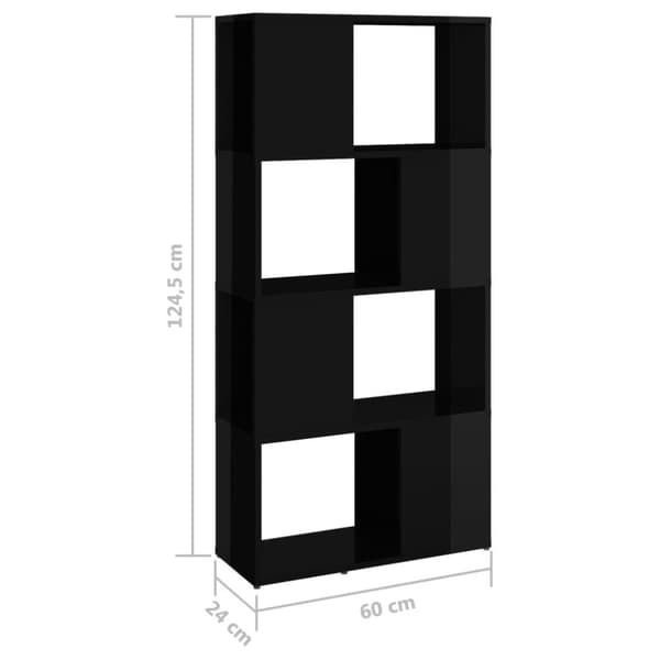 vidaXL Bokhylla Rumsavdelare svart högglans 60x24x124,5 cm