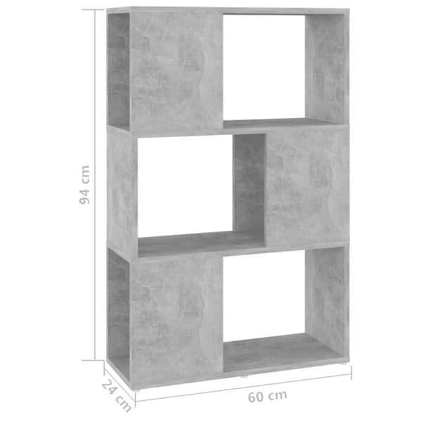 vidaXL bogreol/rumdeler 60x24x94 cm konstrueret træ betongrå