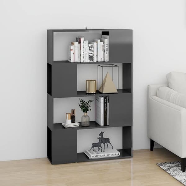 vidaXL bogskab/rumdeler 80x24x124,5 cm spånplade grå højglans