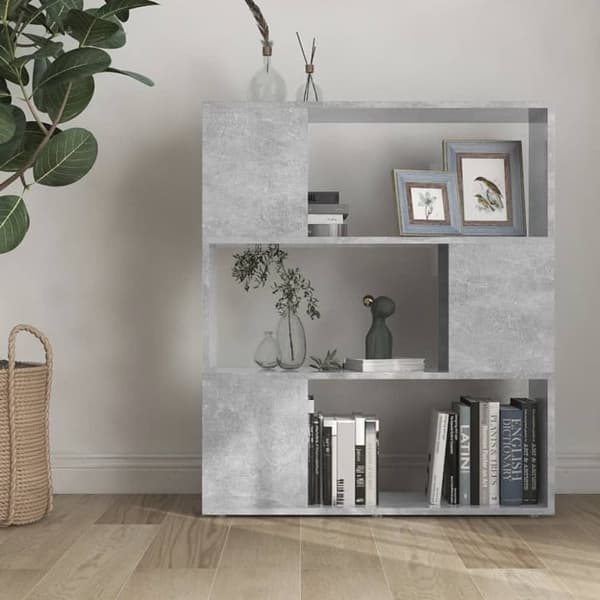 vidaXL bogreol/rumdeler 80x24x94 cm spånplade betongrå