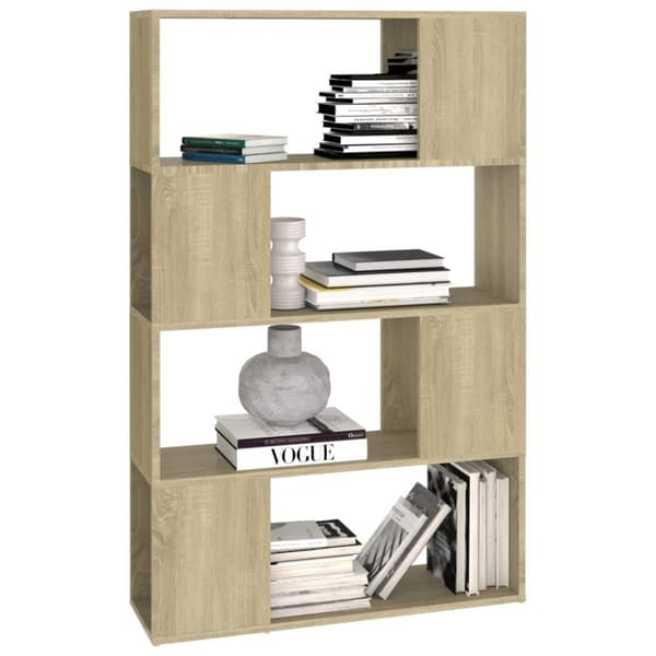 vidaXL Bokhylla Rumsavdelare sonoma-ek 80x24x124,5 cm spånskiva
