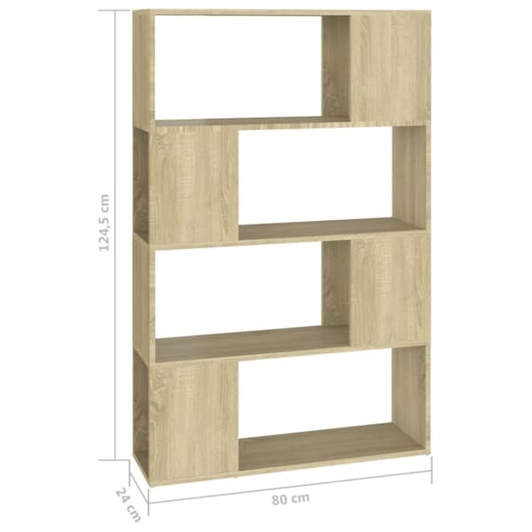 vidaXL Bokhylla Rumsavdelare sonoma-ek 80x24x124,5 cm spånskiva