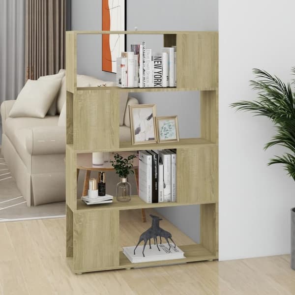 vidaXL Bokhylla Rumsavdelare sonoma-ek 80x24x124,5 cm spånskiva