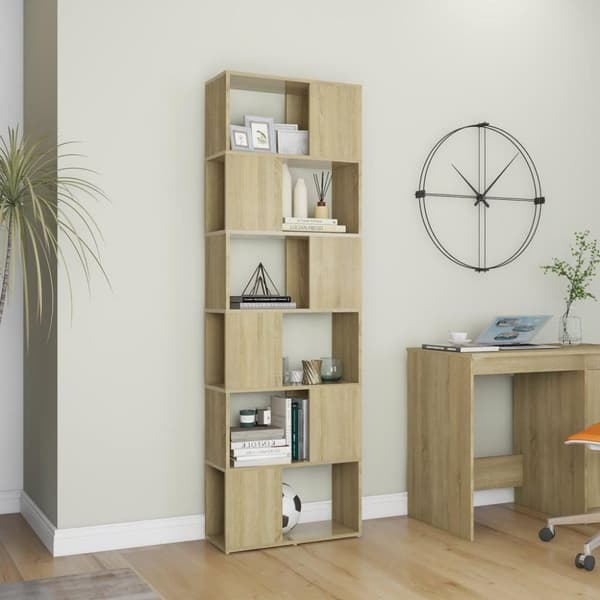 vidaXL Bokhylla Rumsavdelare sonoma-ek 60x24x186 cm spånskiva