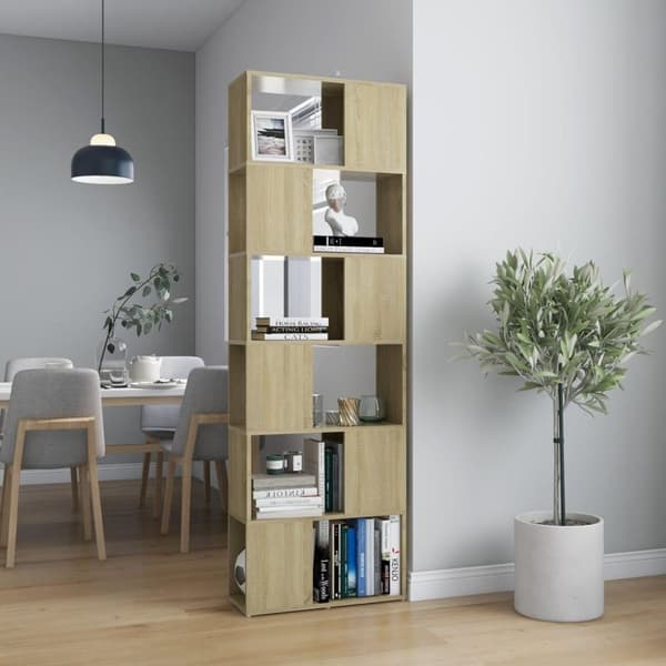 vidaXL Bokhylla Rumsavdelare sonoma-ek 60x24x186 cm spånskiva