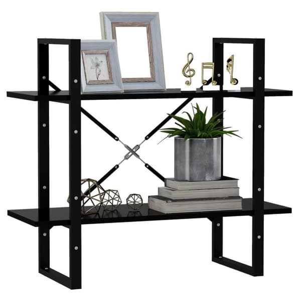 vidaXL bogreol med 2 hylder 80x30x70 cm konstrueret træ sort