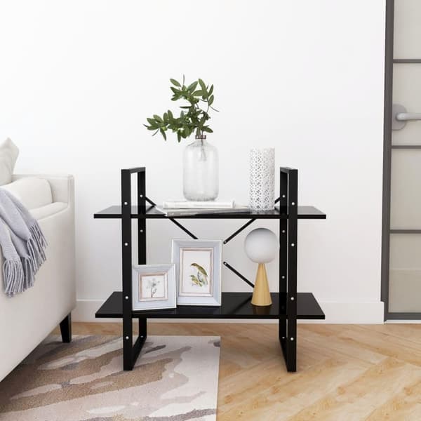 vidaXL bogreol med 2 hylder 80x30x70 cm konstrueret træ sort