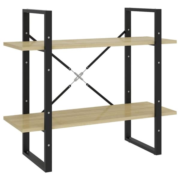 vidaXL bogreol med 2 hylder 80x30x70 cm konstrueret træ sonoma-eg