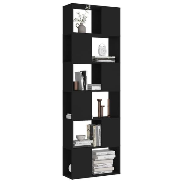 vidaXL Bokhylle/romdeler svart 60x24x186 cm sponplate