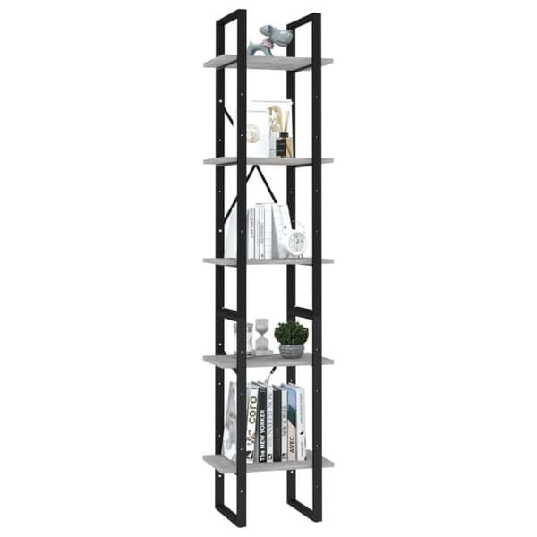 vidaXL bogreol 5 hylder 40x30x175 cm konstrueret træ betongrå