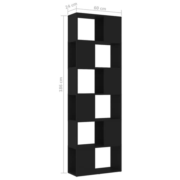 vidaXL Kirjahylly/tilanjakaja musta 60x24x186 cm lastulevy