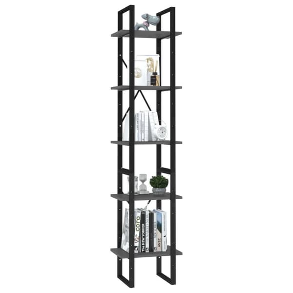 vidaXL bogreol 5 hylder 40x30x175 cm konstrueret træ grå