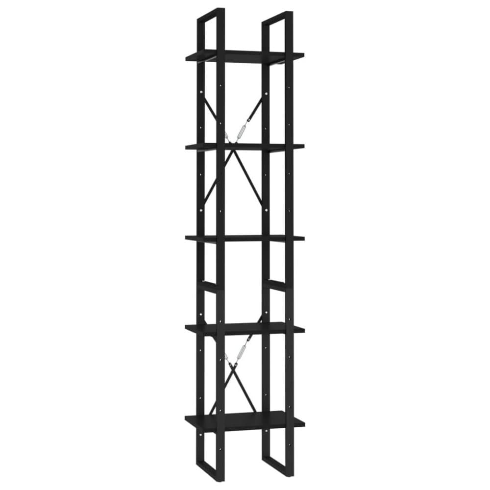 vidaXL Bokhylla 5 hyllplan svart 40x30x175 cm spånskiva