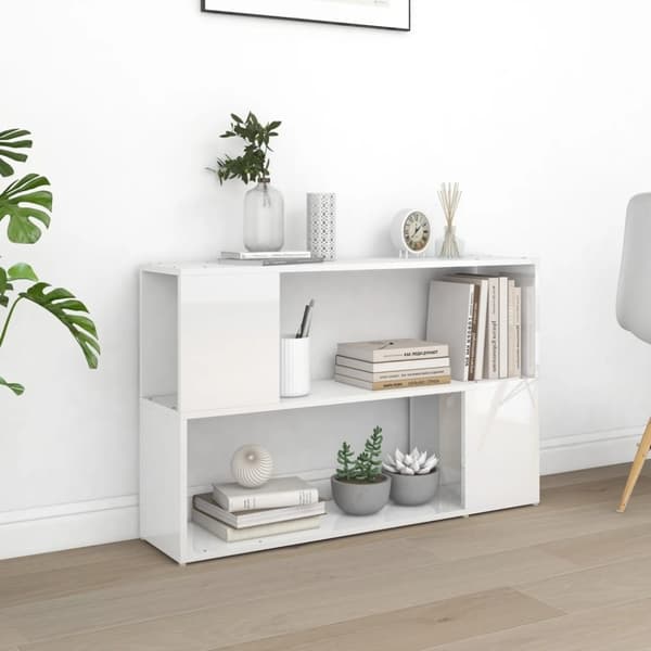 vidaXL Bokhylla vit högglans 100x24x63 cm spånskiva