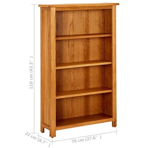 vidaXL Bokhylle 4 etasjer 70x22x110 cm heltre eik