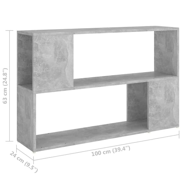 vidaXL bogreol 100x24x63 cm spånplade betongrå