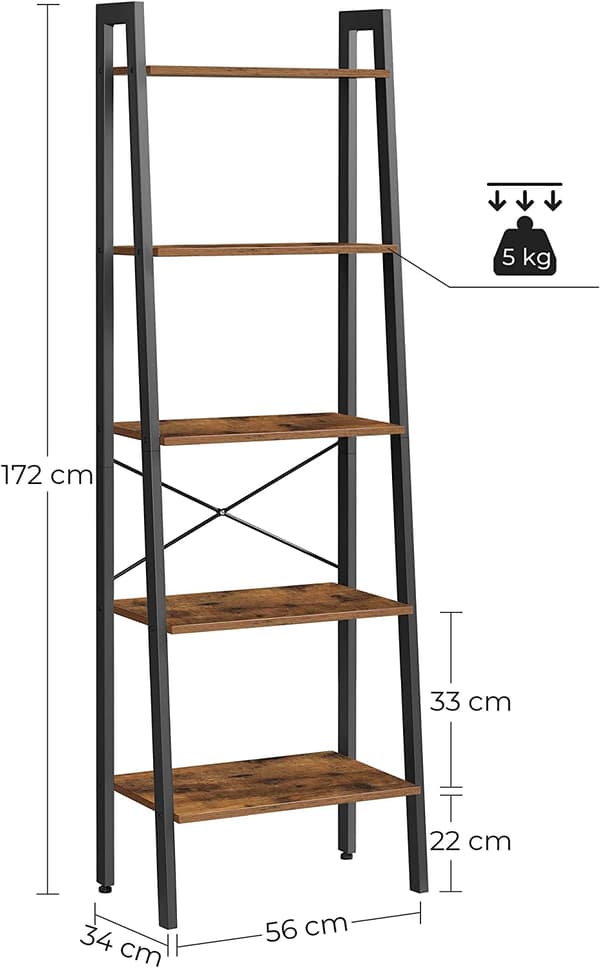 Steghylla Industriell design - Bokhylla med 5 hyllplan