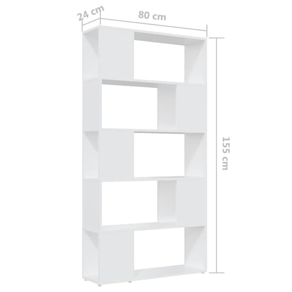 vidaXL Bokhylle/romdeler hvit 80x24x155 cm sponplate
