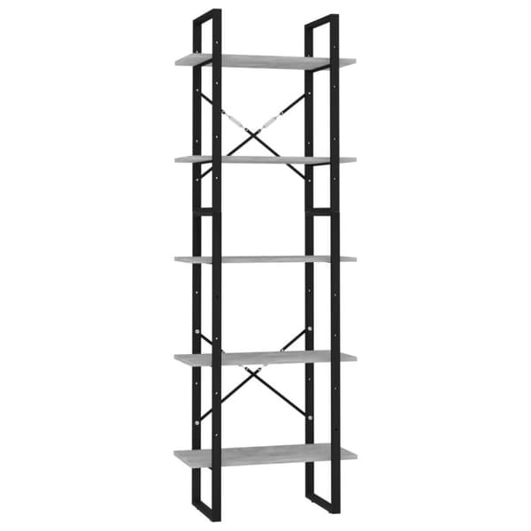 vidaXL bogreol med 5 hylder 60x30x175 cm konstrueret træ betongrå