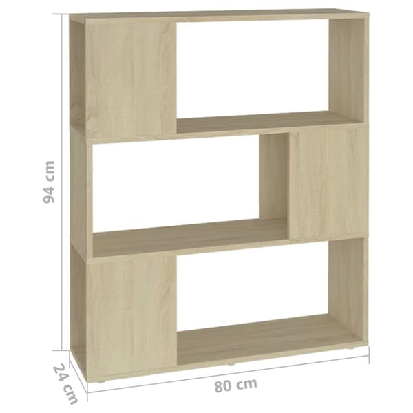 vidaXL Bokhylle/romdeler sonoma eik 80x24x94 cm sponplate