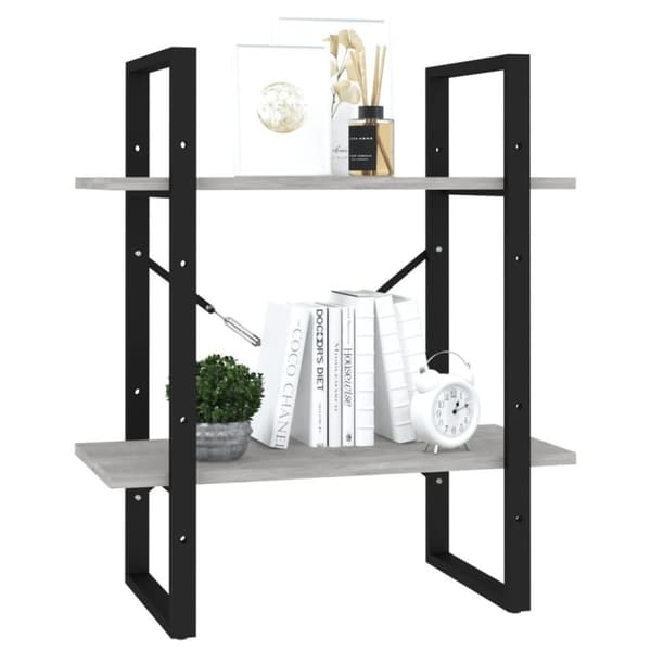vidaXL bogreol med 2 hylder 60x30x70 cm konstrueret træ betongrå