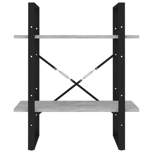 vidaXL bogreol med 2 hylder 60x30x70 cm konstrueret træ betongrå