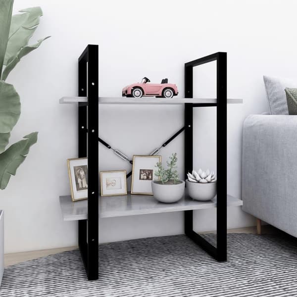vidaXL bogreol med 2 hylder 60x30x70 cm konstrueret træ betongrå