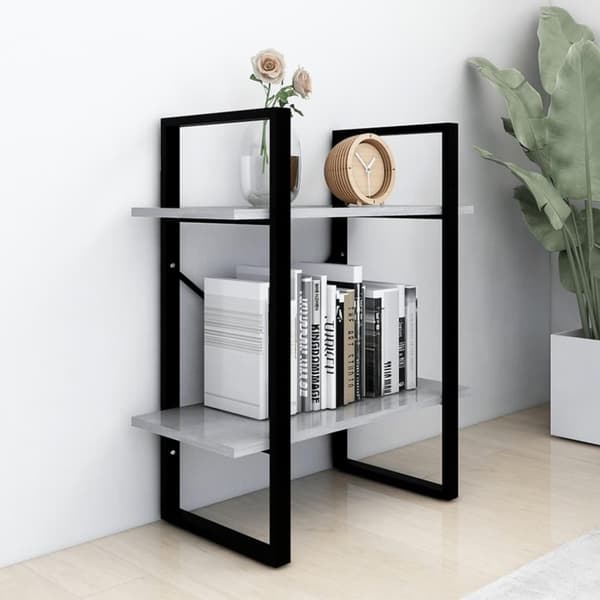 vidaXL bogreol med 2 hylder 60x30x70 cm konstrueret træ betongrå