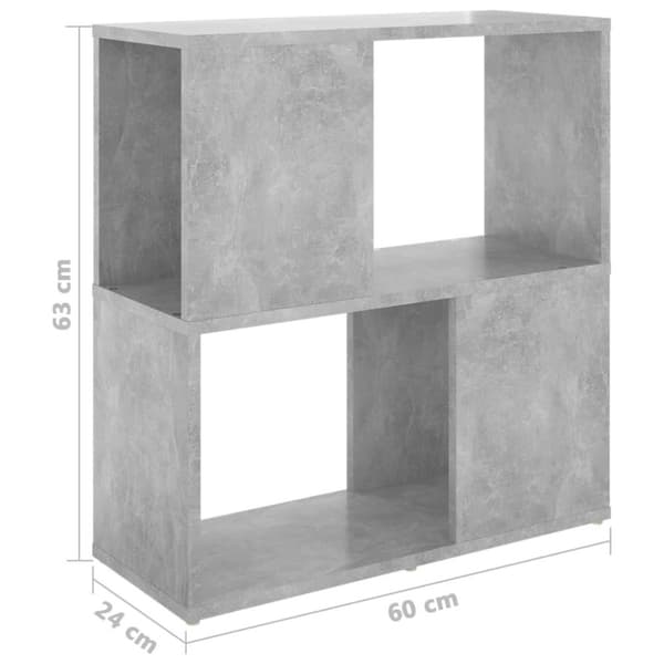 vidaXL bogreol 60x24x63 cm spånplade betongrå