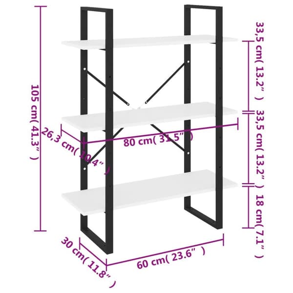 vidaXL bogreol 80x30x105 cm spånplade grå