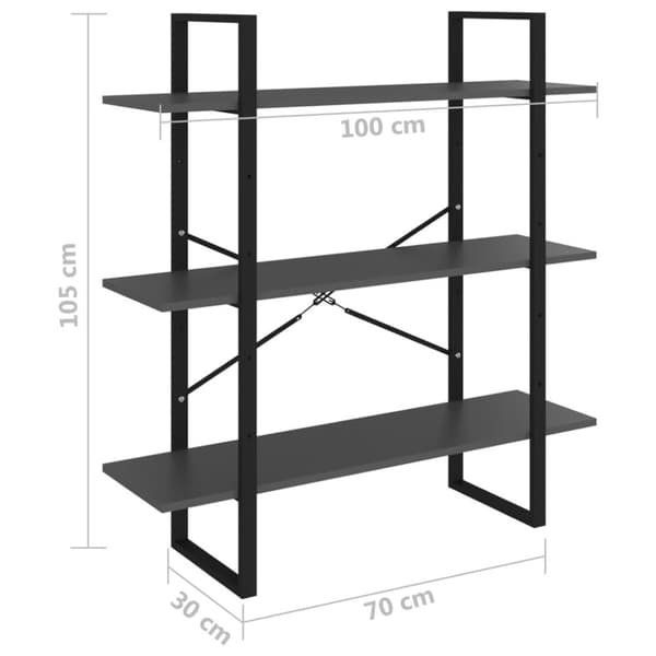 vidaXL bogreol 100x30x105 cm spånplade grå