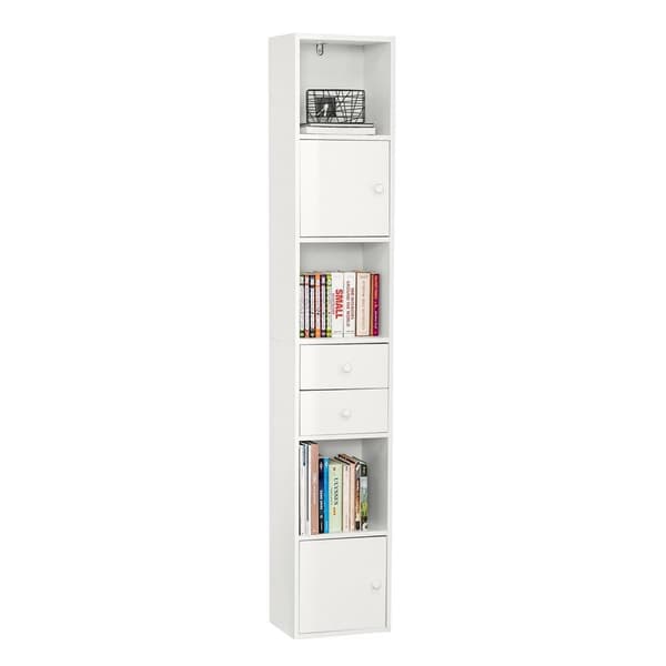 SoBuy Korkea kaappi Kulmakaappi Kapea lipasto Kirjahylly valkoinen STR10-W