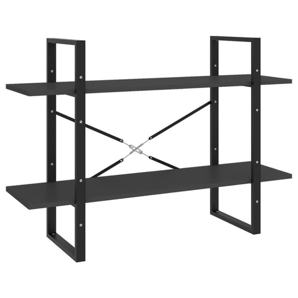 vidaXL Bokhylla 2 hyllplan grå 100x30x70 cm konstruerat trä