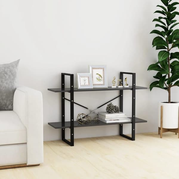 vidaXL bogreol med 2 hylder 100x30x70 cm konstrueret træ grå
