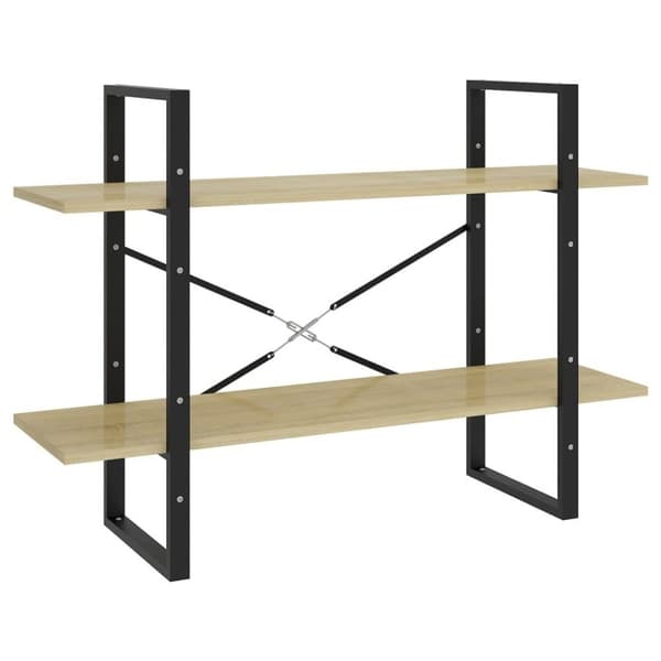 vidaXL bogreol med 2 hylder 100x30x70 cm konstrueret træ sonoma-eg