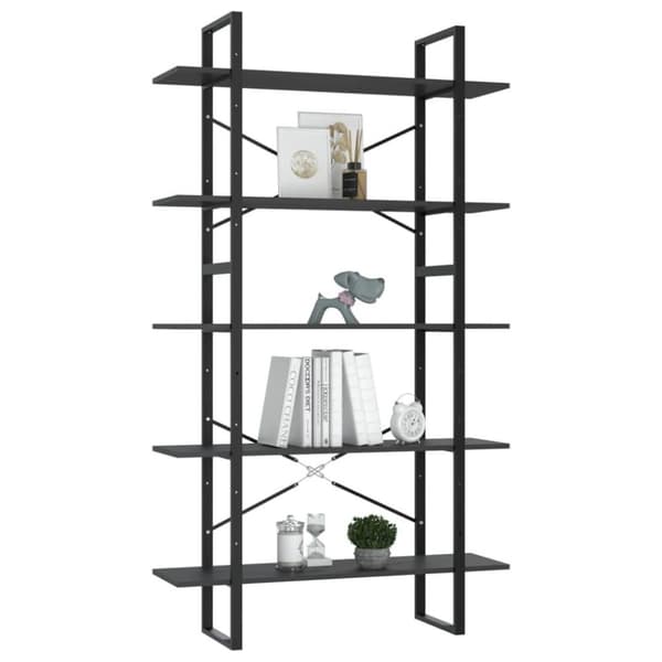 vidaXL bogreol med 5 hylder 100x30x175 cm konstrueret træ grå