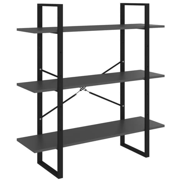 vidaXL bogreol med 5 hylder 100x30x175 cm konstrueret træ grå