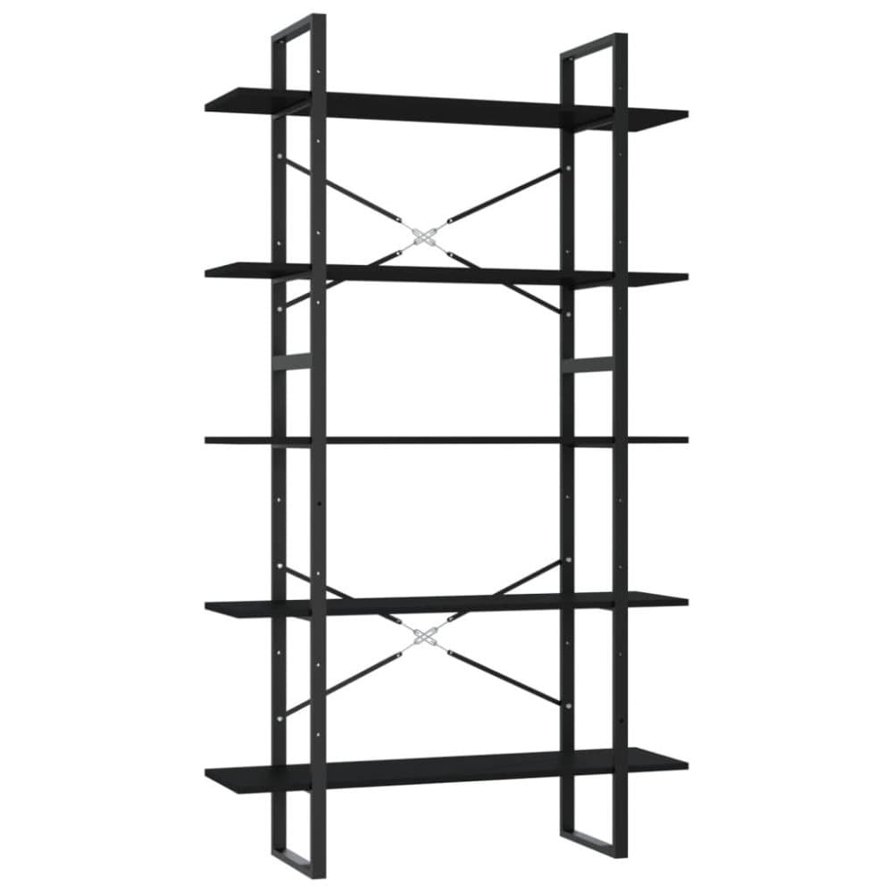 vidaXL Bokhylla 5 hyllplan svart 100x30x175 cm spånskiva