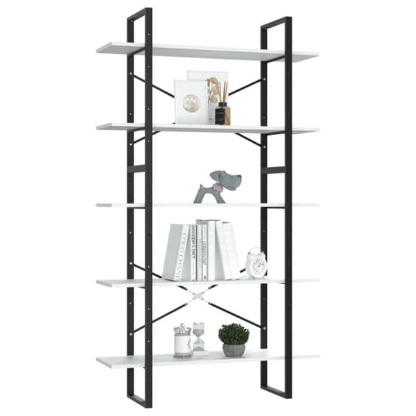 vidaXL bogreol med 5 hylder 100x30x175 cm konstrueret træ hvid