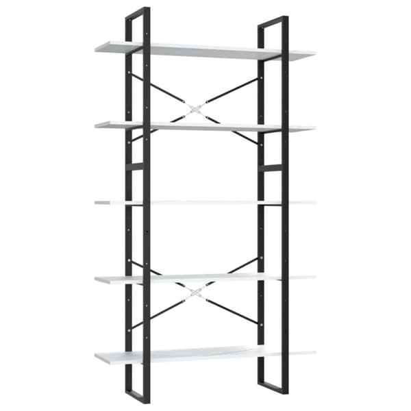 vidaXL bogreol med 5 hylder 100x30x175 cm konstrueret træ hvid