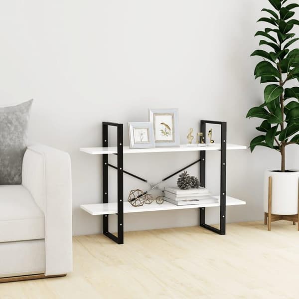 vidaXL bogreol med 2 hylder 100x30x70 cm konstrueret træ hvid