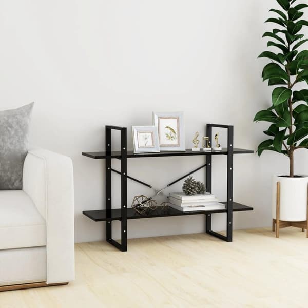 vidaXL bogreol med 2 hylder 100x30x70 cm konstrueret træ sort