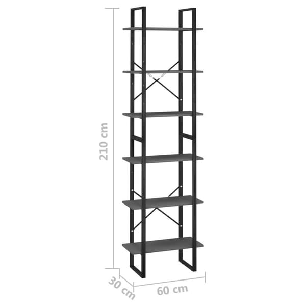 vidaXL opbevaringsreol 60x30x210 cm konstrueret træ grå