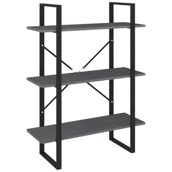 vidaXL bogreol med 3 hylder 80x30x105 cm massivt fyrretræ grå