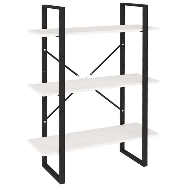 vidaXL 3-tasoinen kirjahylly valkoinen 80x30x105 cm täysi mänty