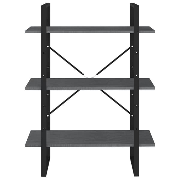 vidaXL Bokhylla 3 hyllplan grå 80x30x105 cm massiv furu