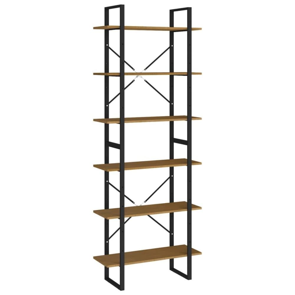 vidaXL Hög bokhylla brun 80x30x210 cm massiv furu
