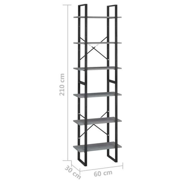 vidaXL Förvaringshylla grå 60x30x210 cm massiv furu