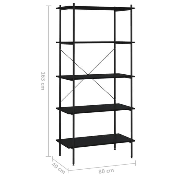 vidaXL reol med 5 hylder 80x40x163 cm sort