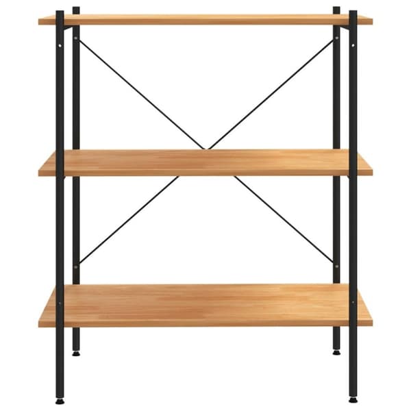 vidaXL reol med 3 hylder 80x40x92 cm sort og egetræ